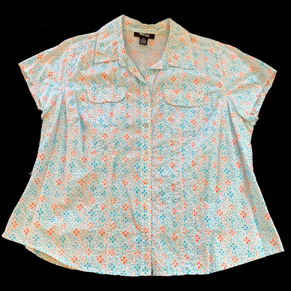 Style & Co. Short Sleeve Bottom Down Top